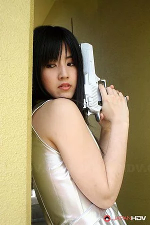 Beautiful black lingerie girl Shizuka Minami is sliding her tongue up and down the piston