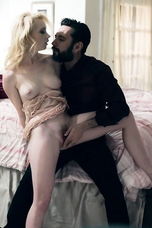 Submissive blonde babe gets fucked hard by tattooed dude