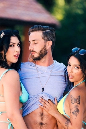 Queenie Sateen shares rock hard cock with her best friend