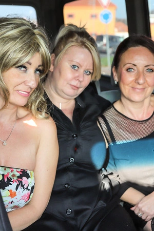 Three insatiable mature ladies getting fucked in the car