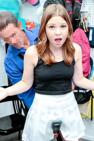 Naughty redhead teen Adrianna Jade gets punished for stealing