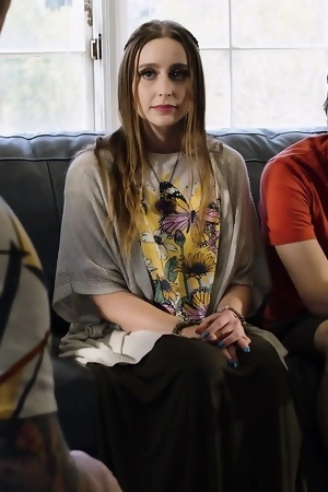 Laney Grey pleasures lucky dude on leather couch