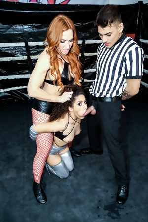 Wild sluts Sophia Locke and Liv Revamped get fucked in the ring