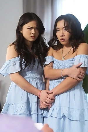 Amazing taboo FFM threesome with Asian teens Lulu Chu and Kimmy Kimm