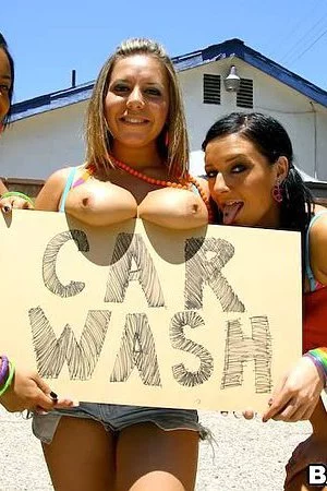 Sexy assed girls Ashli Orion, Angelina Stoli and Allie Foster take care of three hard dicks