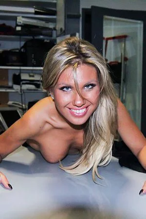 Horny blonde Aubrey Adams does a BJ which smears her makeup and rides the cock