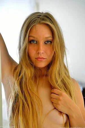 Blonde in sheer stockings and also in pantyhose Brianna FTV is petting her shaved nub