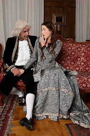 Sexy costumed girl Eva Shanti is getting her beaver licked and heavily diddled