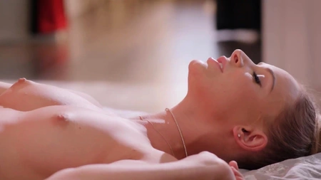 Emma Hix sits her shaved pussy on a hard dick