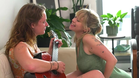 Taylah Rose and Juliette make love in the living room