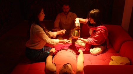 Whitney Wright and Nicole Doshi getting their wet holes drilled