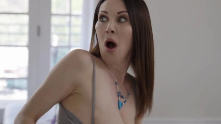 Horny MILF Rayvaness sits her hairy pussy down on a hard dick