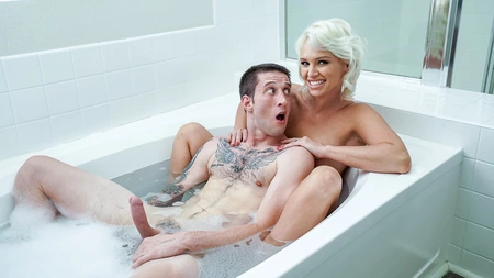 Charli Phoenix sucks and tit fucks stepson’s dick before getting laid