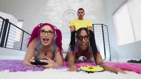 Lily Lou and Mikey Star takes turns sucking and riding BBC