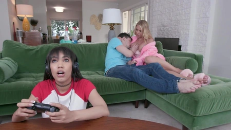 Rachael Cavalli fucks stepson right behind his girlfriend's back