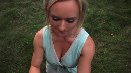 Bosomed blonde damsel Lily Joy gives up her pussy for some cash