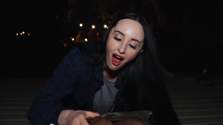 Violet Voss sucks long prick and gets fucked in a tent