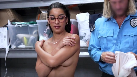 Naughty brunette Claire Black gets punished for stealing